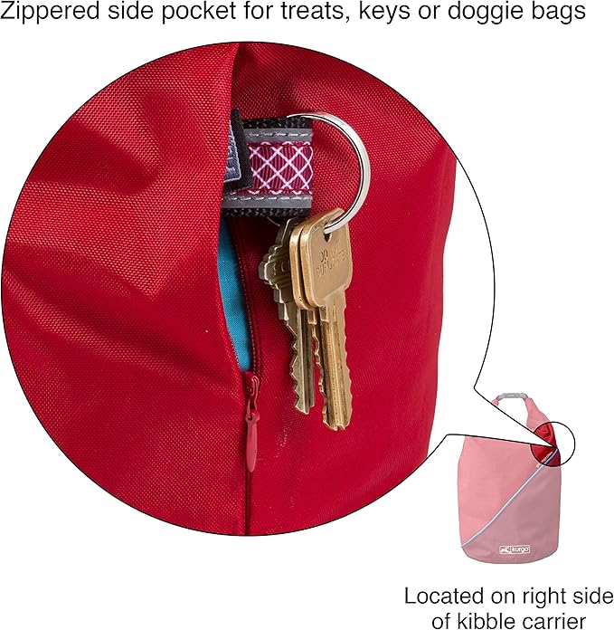 Kurgo Kibble Carrier - Portable Kibble Carrier - Compact Travel Storage - Dog Food Dry Bag - Camping Dog Storage - 5 lb Capacity - Chili Red