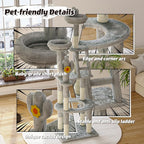 Cat Tree, 72in Indoor Cactus Cat Tree with Transparent Capsule, Sisal Scratching Posts, Plush Perches and Interactive Toys for Kittens and Large Cats, Gray