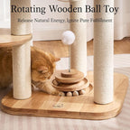 797Audio Modern Solid Wood Cat Tree Tower, 49" Tall Cat Tree with Sisal Scratching Posts and Capsule for Adult Cats, Natural Oak Wooden Cat Tower,Aesthetic Multi-Level Cat Climbing Tree for Indoor Cat