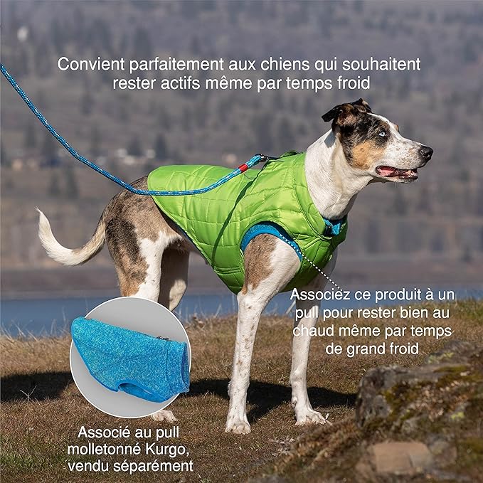 Kurgo Loft Dog Jacket - Reversible Cozy Coat for Outdoor Adventures - Water Resistant - Athletic Fit - Machine Washable Fabric - Reflective Dog Gear - Small - Ink Blue
