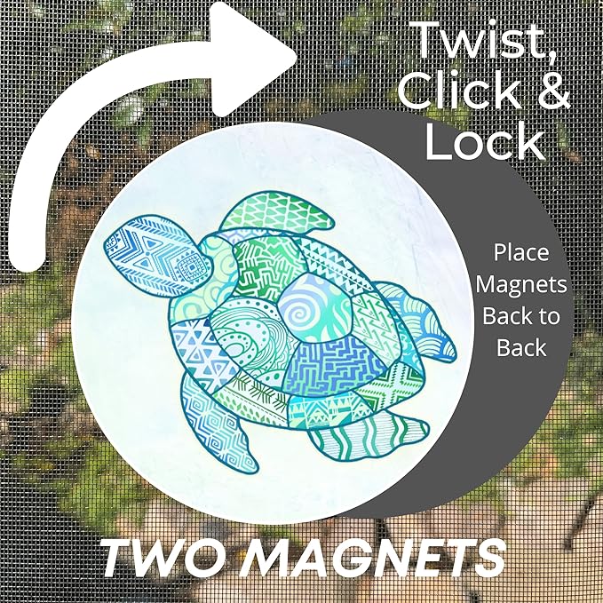Screen Door Magnets Double Sided – Keep People, Kids, and Dogs from Running into a Screen Door. Saver - Robbins Aria Turtle