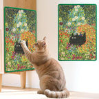 Sisal Cat Scratcher Mat, Cat Wall Scratcher for Indoor Cats, 23.6x15.7 Inch Cat Scratch Pad with Hook & Loop, Wall Mounted Cat Scratching Post to Protect Couch and Carpet（Flower Garden）