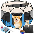 Dog Playpen 36", HOMAGICO Pet Playpen for Indoor Cats Enclosed, Portable Dog Cage Outdoor Tent Crate with Carrying Case,Water-Resistant and Removable Shade Cover, Blue