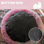 Cat Bed Round Fluffy Hooded Cat Bed Cave, Anti-Anxiety Cave Bed with Hooded Blanket, Cozy Cuddler Luxury Puppy Pet Bed, Anti-Slip Bottom and Machine Washable (Rainbow, Medium)