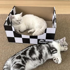 Extra Large Cat Cardboard Scratch with Box Bigger Space Double-Sided Scratching Refillable Pad Scratcher Board Window Handle Design Easy to Clean Scraps Scratched Bed for Indoor Cats