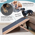 DoggoRamps Dog Ramp for Couch - Furniture Quality Solid Maple - with Anti-Slip Grip & Landing Platform - Adjustable Dog Ramp 14" to 21" - Couch Ramp for Dogs up to 150lbs - Made in North America
