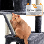 Yaheetech Cat Tree, 71.5in Cat Tower for Indoor Cats, Cat Tree with 2 Cozy Condos, 2 Padded Perches, Scratching Posts & Ramp, Hammock, Cat House Activity Center, Dark Gray