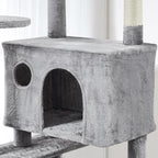 Topeakmart Cat Tree, 80-Inch Cat Tower Cat Condo with Scratching Posts, Padded Perches and Ladder, Cat Stand House Furniture, Light Gray