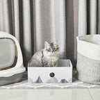 Cat Scratcher Box with Heavy-Duty Double-Sided Cardboard Pad, Cardboard Lounger, Interactive Hole Design, Cat Bed for Indoor Cats, White, Large