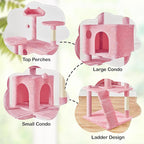 Topeakmart Cat Tree, 80-Inch Cat Tower for Indoor Cats, Multi-Level Cat Condo with Scratching Posts, Padded Perches and Ladder, Cat Stand House Furniture, Pink