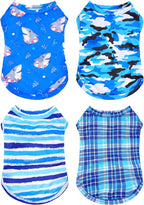 PET SHOW 4 Pack Paw Bone Printed Dog Clothes Shirts Soft Vest Lightweight Sleeveless Cats Doggies T-Shirts Puppies Tank Top Tee for Small Medium Dogs White Black Pink Blue (XX-Large, Blue for Boys)