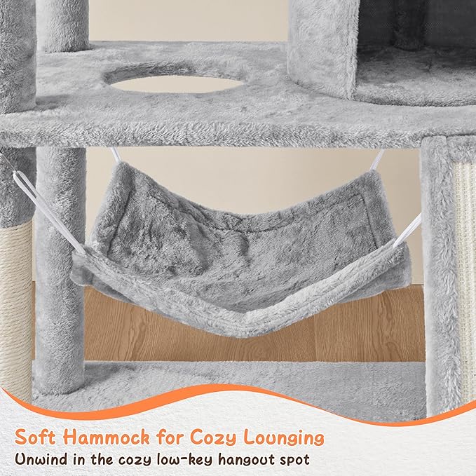 Topeakmart Cat Tower for Indoor Cats 63.5inch, Cat Furniture Condo with Scratching Posts as Kitten Activity Center