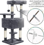 Topeakmart 46'' Cat Tree Cat Tower, with Thicker Scratching Posts, Larger Plush Perch, Spacious Condo, Basket, Multi-Level Cat Condo Furniture for Indoor Cats Kitty Pet Play House
