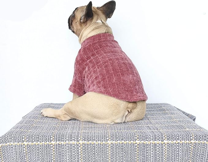 iChoue Pet Dog Winter Warm Sweater Clothes Turtleneck for English Bulldog Bully Pitbull Corduroy Cold Weather Pullover Coat Shirt - Purple/XXLarge