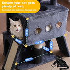 Hey-brother Cat Tree Tower, 71.5 Inches Scratching Posts with Extra Large Platform, 2 Cozy Condos, 2 Hammocks and Scratch Boards, Multi-Level House for Multiple Indoor Cats, Smoky Gray MPJ085G