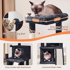 Yaheetech Cat Tree for Indoor Pets, 36in Tower Condo w/Extra Large Perch, Scratching Posts, Board, Dangling Ball, Play Structure for Kittens & Adult Cats, Graphite Gray