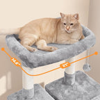 Yaheetech Cat Tree Tower 54in, Multi-Level Pet Stand Furniture with Extended Platform Hammock Scratching Posts Condo for Large Cats to Play and Sleep