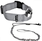 FDC Dog Tactical Collar with Leash Bungee Handle Heavy Duty Training Military Army Molle Width 1.5in Plastic Buckle TAG Hole Medium Large M, L, XL, XXL (XXL: Neck 20" - 24", Grey)