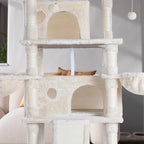 WEEWAY 68 Inches Multi-Level Large Cat Tree for Feline‌/Big Tower/Condo/Cozy Plush Kitty Perches/Fluffy Balls/Sisal Scratching Posts and Hammocks/Cave/Furniture Activity Center/Beige