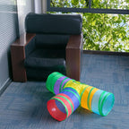 Cat Tunnel, Collapsible Tube with 1 Play Ball Kitty Toys, 3 Ways Cat Tunnels for Indoor Cats, Puppy, Kitty, Kitten, Rabbit (Rainbow)