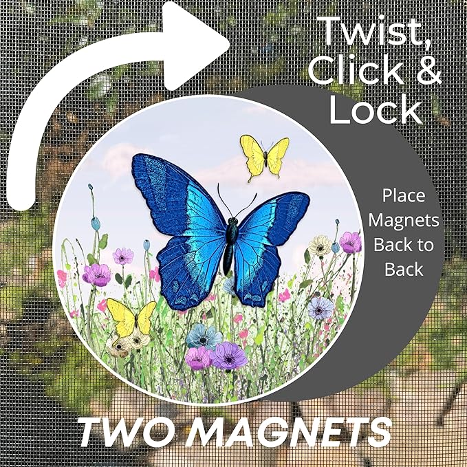 Screen Door Magnets Double Sided – Keep People, Kids, and Dogs from Running into a Screen Door. Saver - Robbins Aria Butterfly