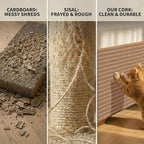 Self-Adhesive Cork Cat Scratcher Mat, 40x12 Inch Cut to Size, Long-Lasting Durable Cat Scratching Pad for Couch, Natural Furniture Protector for Indoor Cats