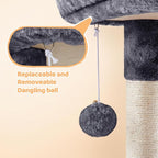 Yaheetech Cat Tree, Multi Level Climbing Tower for Indoor Cats, Pet Activity Center Scratching Post Indoor Furniture Bed with Basket for Kittens, Dark Gray