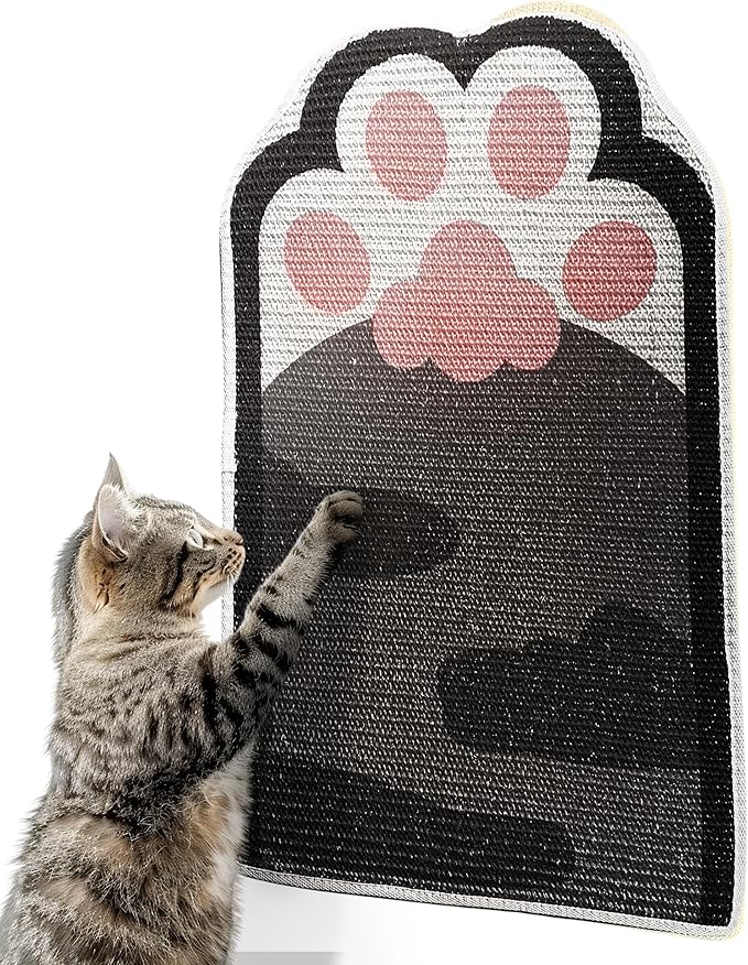 Lukamoo® Cat Scratching Pad, Wall Mounted Scratcher for Indoor Cats (Medium (24'' x 16'')) (Grey Tabby)