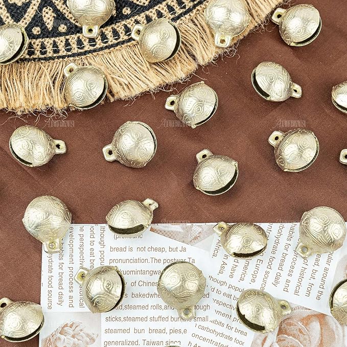 AUEAR, 30 Pieces Vintage Brass Bells 25mm Mini Jingle Bell for DIY Wind Chimes Home Decor