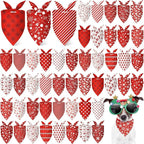 Abbylike 50 Pcs White and Red Dog Bandanas Bulk Polka Dots Stripes Snowflake Bandanas for Dog Triangle Kerchief Bibs Scarf for Pet Party Costume Photo Props Accessories, 25 Styles (25.6 x 17.7 x 17.7)