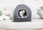 Cat Bed for Indoor Cats - Cat Cave Bed Cat House Cat Tent with Removable Washable Cushioned Pillow, Soft and Self Warming Kitten beds,Cat Beds & Furniture （Large Grey）