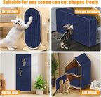 Cat Scratching mat Self-Adhesive, Trimmable Furniture Protector for Couch, Sofa, Wall & Cat Trees - Durable Scratch Pad with Nano Tape, DIY Climbing Carpet for Indoor Cats (Dark Blue, 78.7"x15.8")