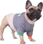 iChoue Pet Dog Crewneck Sweater Color Block Pullover Winter Warm Clothes for English Bulldog Bully Pitbull - Grey and Yellow/XLarge