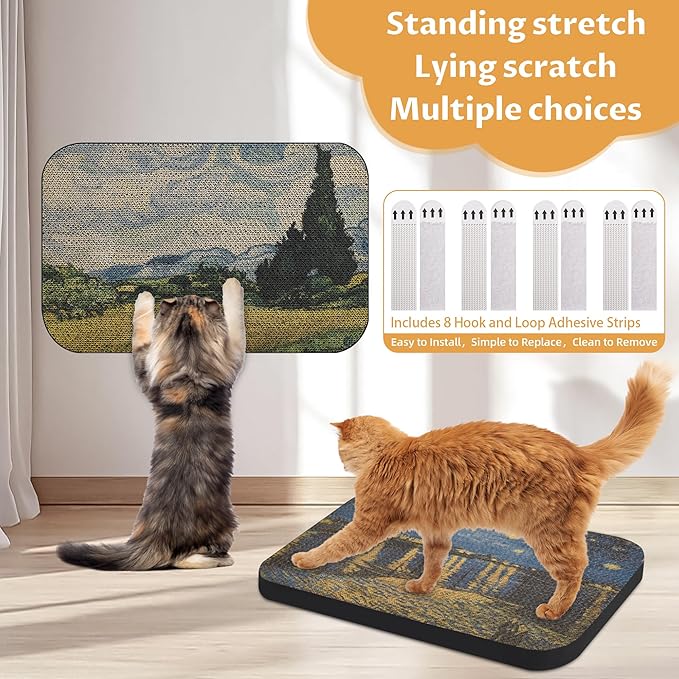 2 Pack Art Cat Scratcher, Wall-Mountable Cat Scratch Pad, Cat Wall Scratcher 16.7x11x1 Inch Cat Scratching Board for Indoor Cats Toy (Series2)