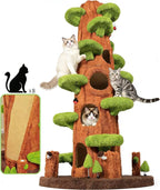 88.6" Extra Large Solid Wood Cat Tree Tower – Multi-Level Indoor Cat Condo with Scratching Posts, Tall Climbing Activity Center for Large Cats