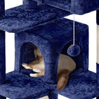 Yaheetech 57 inches Cat Tree for Indoor Cats, Multi-Level Cat Tower w/ 3 Perches, 2 Cat Condos, 2 Hanging Balls and Scratching Posts, Navy Blue