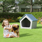 Bifanuo Dog House Outdoor Indoor for Small Dogs - Plastic Pet Shelter, Easy-Assemble & Weather-Resistant for Living Room, Balcony (Blue, 18" L x 22.4" W x 22.2" H)