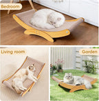 Cat Scratcher Bed for Indoor Cats - 23.6" Large Natural Sisal Cat Scratching Board, Wood Frame Scratch Pad, Modern Cats Lounger/Hammock, Easy Assembly Furniture