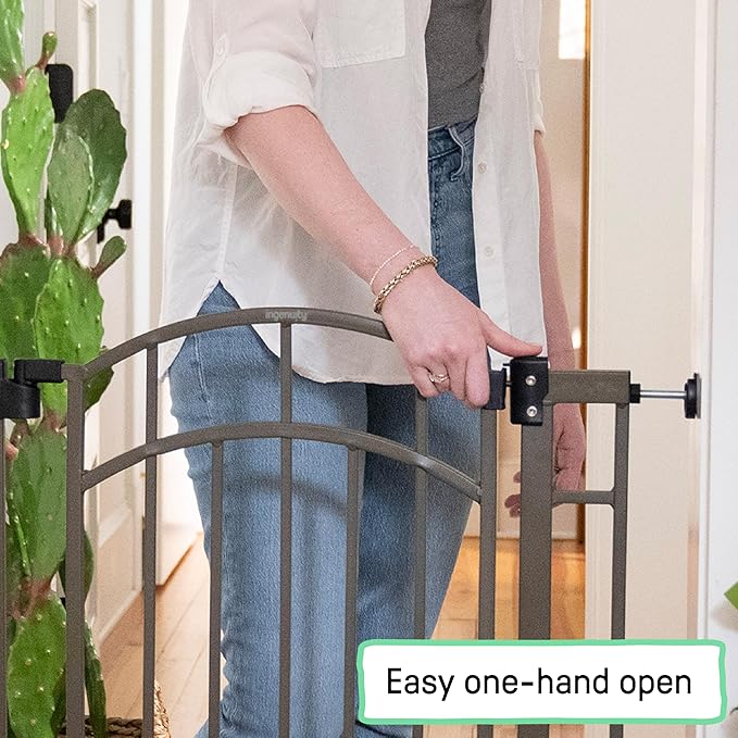 Ingenuity Decorative Extra Tall Baby Gate & Dog Gate, 28.5"-48" Wide, 36" Tall, Hardware or Pressure Mounted, Install on Top or Bottom of Stairs, Banister, or Doorway - Bronze