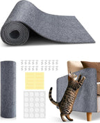 Anti Cat Scratch Furniture Protector,Durable Couch Protector from Cat Claws,Trimmable DIY Cat Scratch Carpet Mat for Leather,Sofa,Wall,Couch Corner and Cat Tower,78.7"x15.8"Self-Adhesive.(Light Gray)