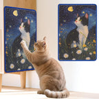 Sisal Cat Scratcher Mat, Cat Wall Scratcher for Indoor Cats, 23.6x15.7 Inch Cat Scratch Pad with Hook & Loop, Wall Mounted Cat Scratching Post to Protect Couch and Carpet（Starry Cat）