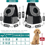 PetAmi Front Carrier Backpack for Dogs and Cats - Ventilated Adjustable Pet Chest Carrier for Hiking, Camping, Travel - Small to Medium Pets Up to 10 lbs - Grey