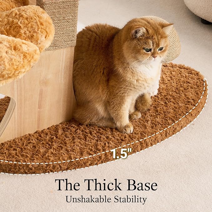 797Audio Flower Cat Tree, 37" Wood Branch Cat Tower, Pink Cloud Cat Tree with Scratching Post for Indoor Adult Cats, Luxury Cat Tree with Mushroom Cat Scratcher & Interactive Squeaky Toy