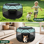 Love's cabin Pet Puppy Dog Playpen, Medium Dog Tent Crates Cage Indoor/Outdoor, Portable Playpen for Cat, Foldable Pop Up Dog Kennel Playpen with Carring Case, Removable Zipper Top, Green