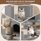 GarveeLife Cat Tree, Tall Cat Tower Condo for Indoor Large Cats, Cat House Furniture with Padded Plush Perch Sisal Scratching Posts