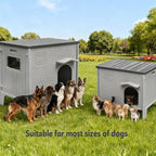 Plastic Insulated Dog House with Mat Weatherproof for Elevated Dog Shelter, Easy Assemble, Expansive Interior‌ Grey 26.7" D * 26.7" W * 21.4" H