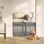 IRIS USA 24"-39" Dog Gate, Adjustable Indoor Pet Barrier, Pet Gate for Puppy, Small Dog, Cat, Easy Twist-to-Lock for Doorways & Stairs, Portable, Expandable, 25" Tall, Gray
