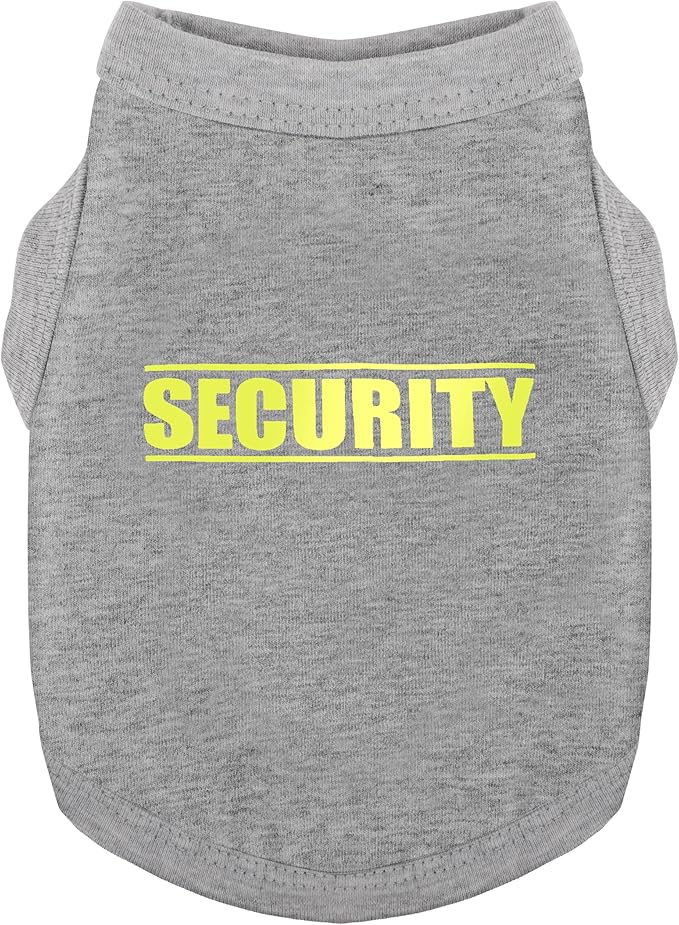 Discover Cozy Cotton Canine Wear: Soft, Lightweight, and Breathable Dog Shirt Vest with Eye-Catching Graphics(Security), Keeping Your Furry Friend Warm and Comfy! Grey XXS