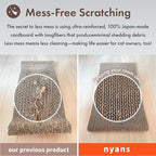nyans Handcrafted Japanese Cardboard Cat Scratcher, Premium Low-Mess Corrugated Scratcher Box, Minimal Design for Indoor Cats, Helps Protect Furniture, 15.9 in (Box) (Blue)