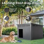 VIXZEN Dog House Outdoor - 42 Inch Weatherproof Doghouse with Openable Roof for Easy Cleaning, Indoor Dog House Medium Size Dog with Spacious Interior & Slanted Roof, Doghouse Outdoor (Black)